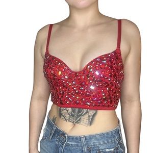 Ruby red burlesque bra top